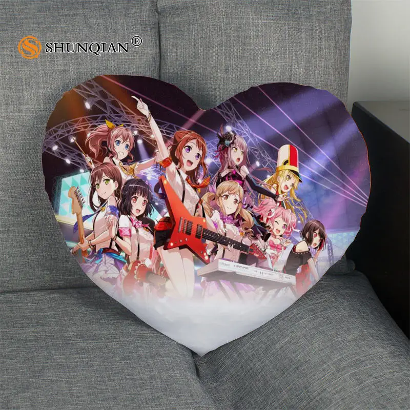 Bang dream! Наволочка в форме сердца на молнии размер 41x36 см 47x42 см|pillow cover custom|pillow covercustom