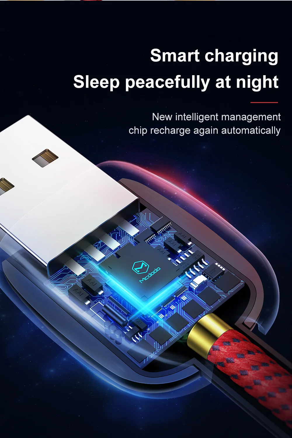 Mcdodo Micro USB кабель 2A Быстрая зарядка для samsung huawei Xiaomi автоматическое отключение данных USB кабель Andriod телефон светодиодный Micro USB кабель