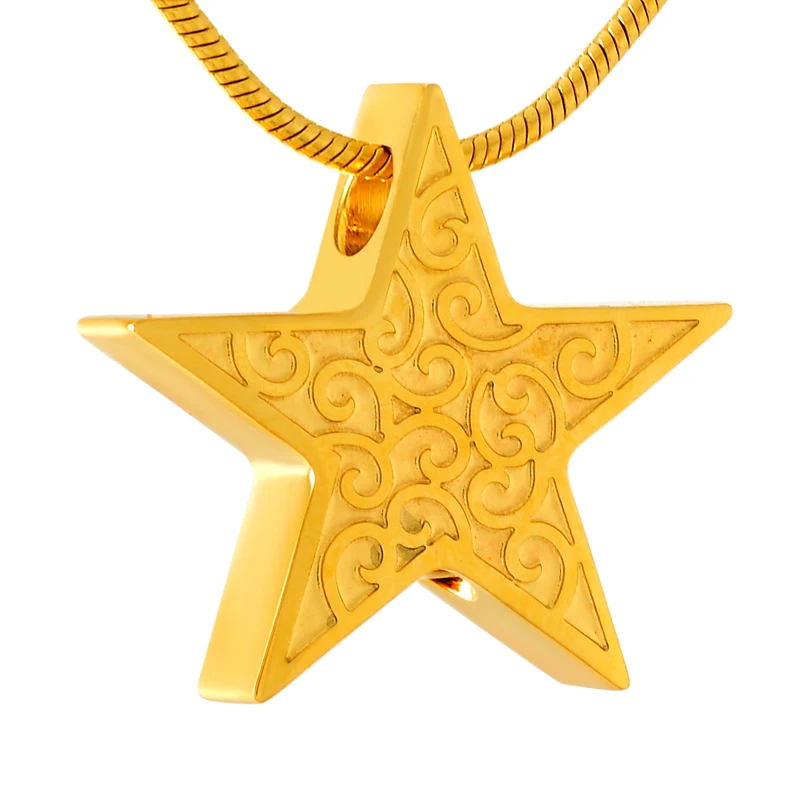 

IJD9473 Stainless steel Star Cremation pendants for ashes of loved ones Wholesale Or Retail Keepsake Memorial Urn Necklace