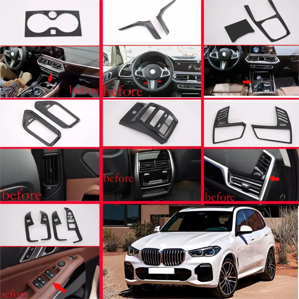 Для BMW X5 G05 2019 2020 украшение автомобиля из углеродного волокна стиль внутренняя