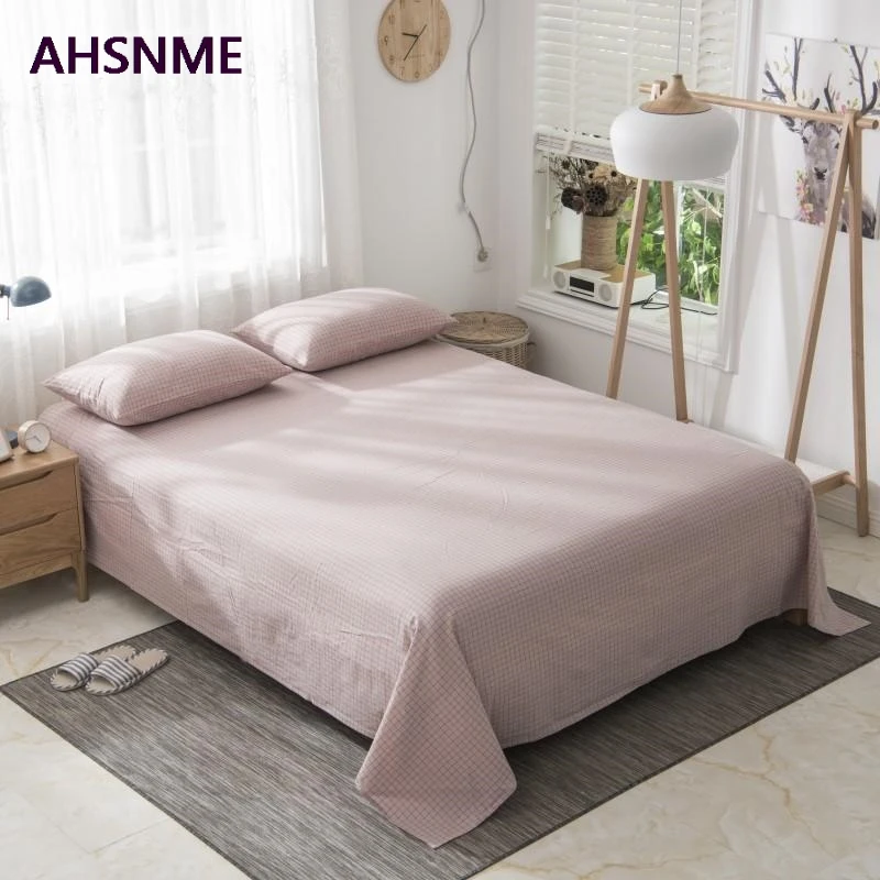 

AHSNME, 100% хлопок, простыни, специальные, морщины, супер мягкие, розовые, плюс черные, клетчатые, крутые, летние, простые, плоские простыни 245x270cm