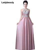 pluse size red beading pleat silk long evening dresses 2020 backless halter formal dress silm evening party dresses