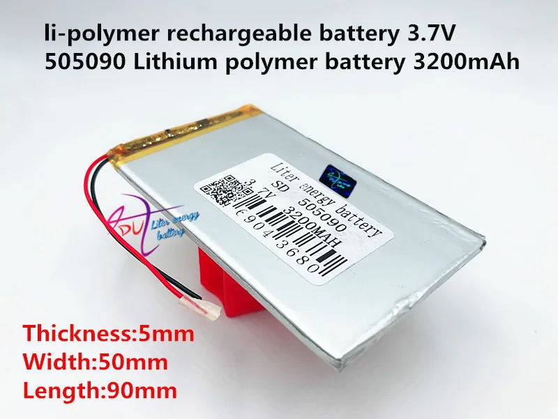 

best battery brand Size 505090 3.7V 3200mah Lithium polymer Battery With Protection Board For MP3 MP4 GPS Digital Products