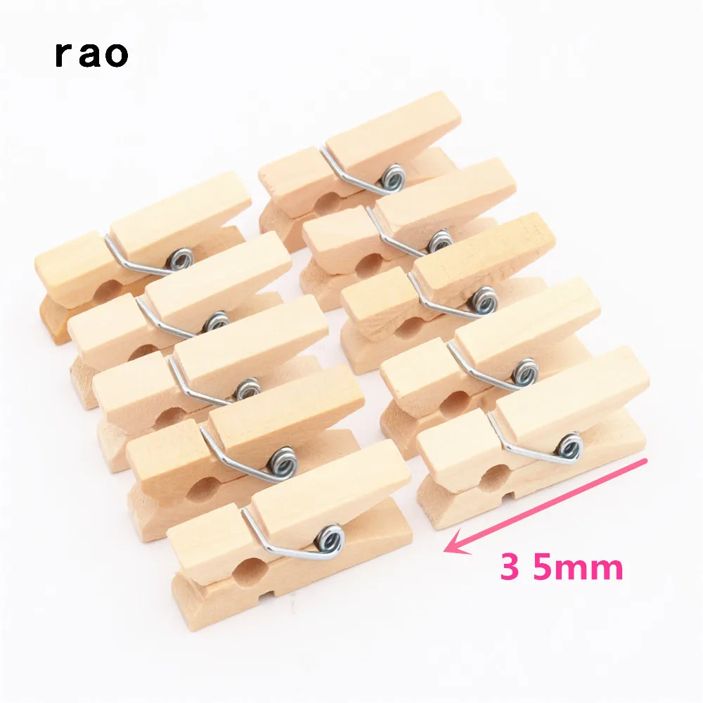 10pcs 35mm Сделано в Китае, 25 мм, 35 мм, 45 мм, 60 мм, 72 мм, деревянные зажимы для фото, прищепки, декоративные зажимы, школьные офисные зажимы - Цвет: 10pcs 35mm