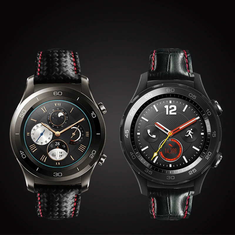 Ремешок из натуральной углеродистой кожи для часов Huawei Watch 2 Pro Samsung Gear S3 S2