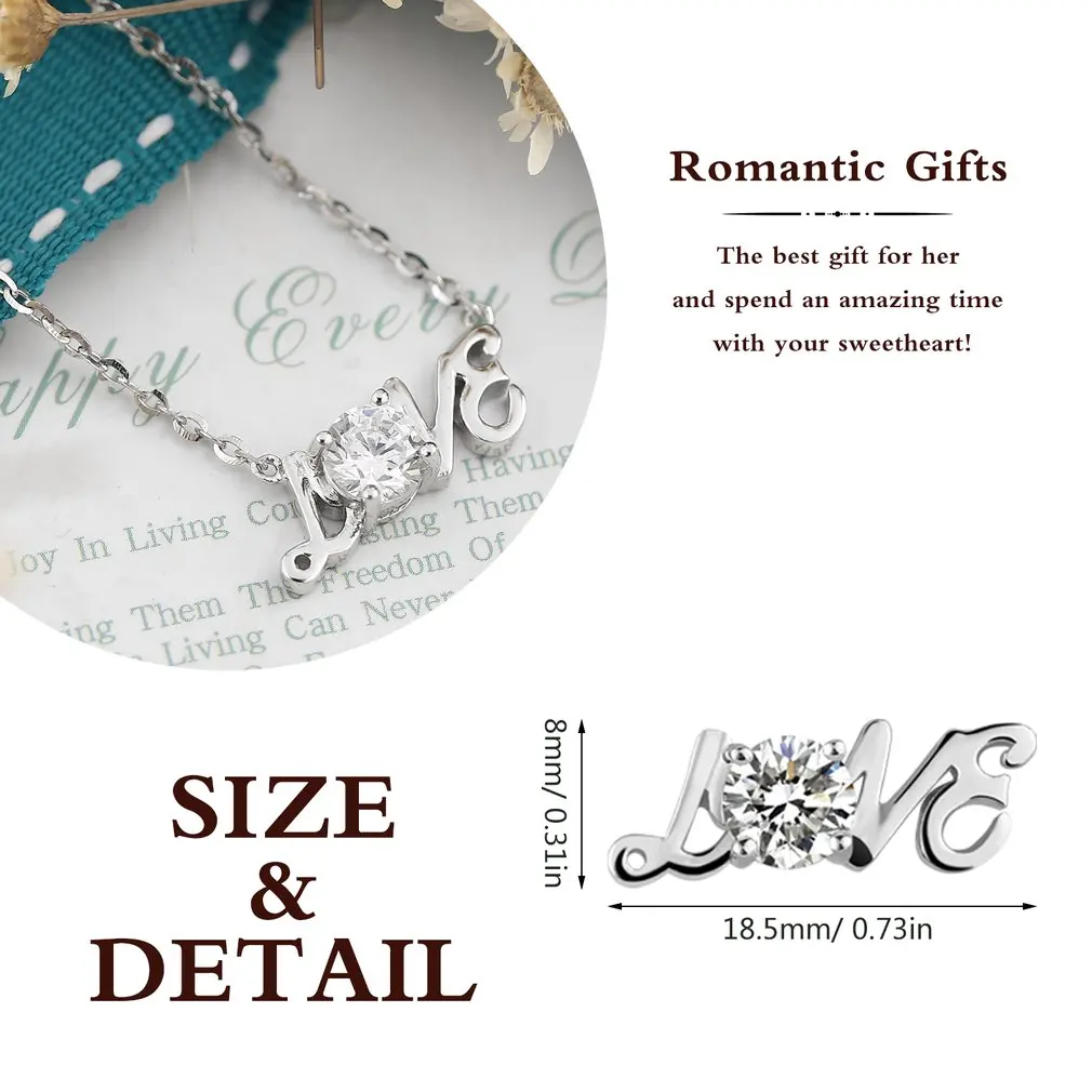 Romantic LOVE Necklace Fashion Jewelry Elegant Woman Luxury Charming Link Chain Lady Ornaments Gift | Украшения и аксессуары