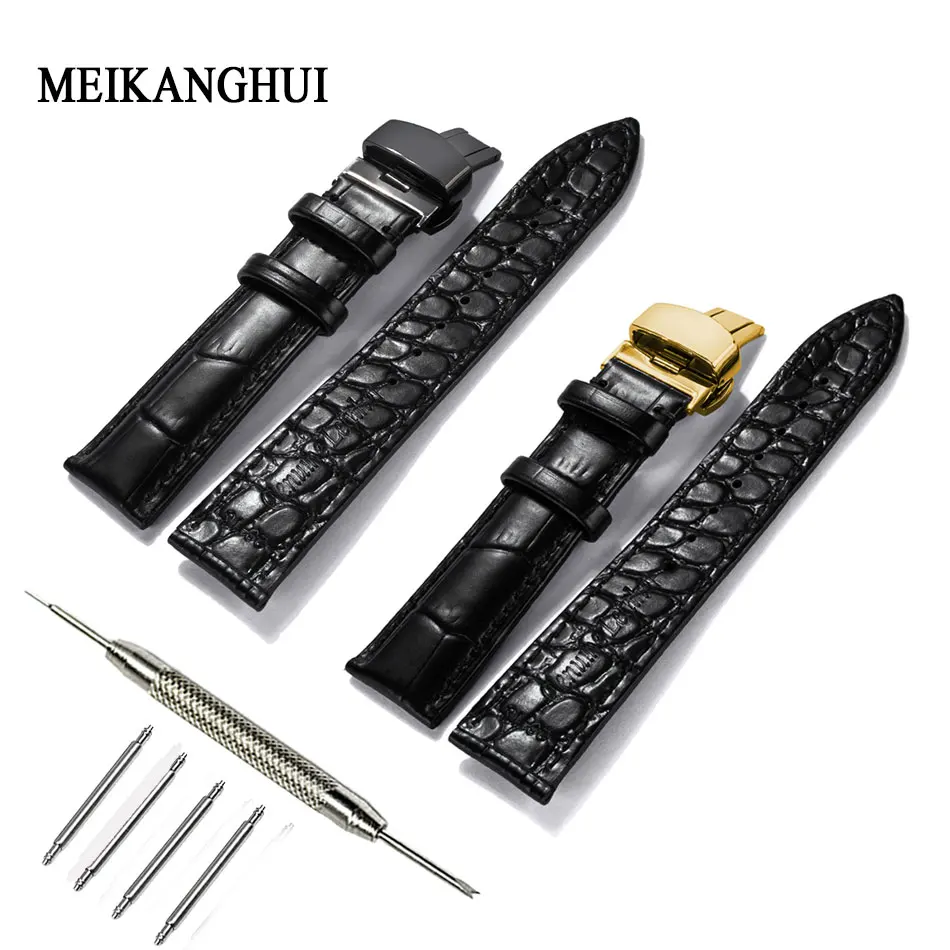 Ремешок для часов из мягкой телячьей натуральной кожи браслет с крокодиловой