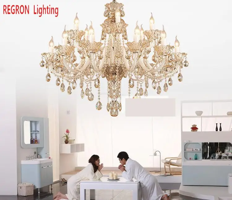 Romantic wedding Chandeliers led Candle Holders Champagne Crystal Chandelier For Bedroom Hotel Villa dining room light lustres | Лампы и