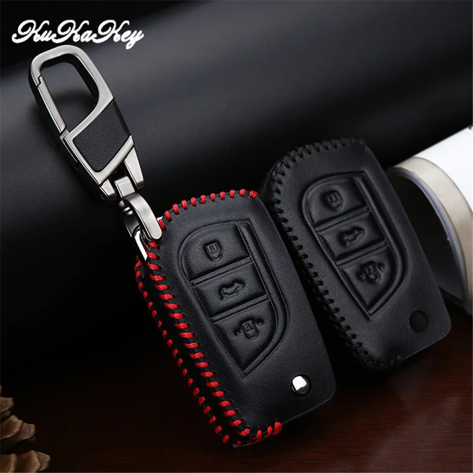 Кожаный чехол для автомобильного ключа Toyota Corolla Camry Crown Reiz EZ RAV4 Highlander Auris Avensis Verso Yaris