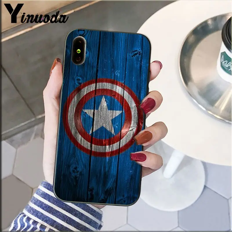 Yinuoda Marvel Мстители Капитан Америка рисунок чехол для телефона iPhone X XS MAX 6 6S 7 7plus 8 8Plus