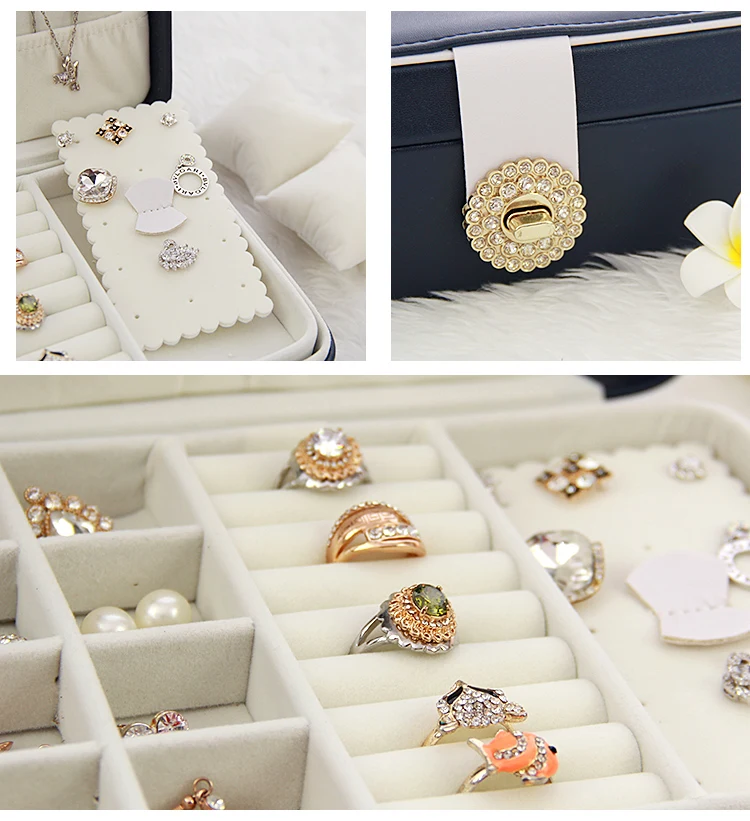 

New Jewelry Box Gift Box for Jewelry Packaging Display Large Women Makeup Case 2 Layers Luxury Earring Ear Nail Jewelry Storage