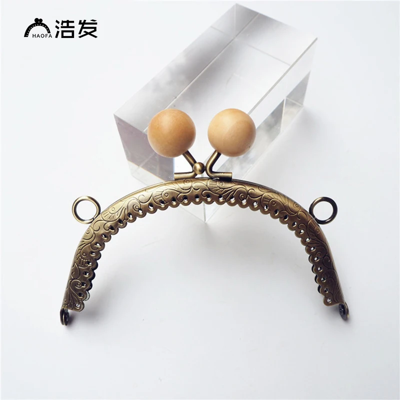 HAOFA10pcs/лот 12,5 см дуги металлическая рамка для кошелька, зажимные ручки для монет Кошельки сцепления сумок, аксессуары для сумок из деревянных бусин бронза сумки рамки