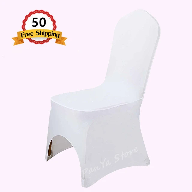 50 шт. белые эластичные стулья из полиэстера и лайкры|chair cover|banquet chair coverstretch cover |