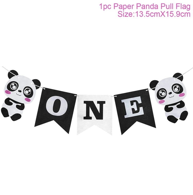 Huiran Cute Panda Balloon Happy Birthday Balloons Air Party Ballons Birthday Party Decor Kids Favors Animal Black Baloons Balls - Цвет: Banner Style 1