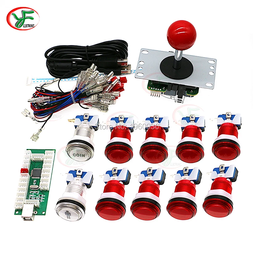 Копия SANWA Джойстик + 10x5 в светодиодный кнопка USB энкодер для ПК PS3 Raspberry Pi Retropie MAME