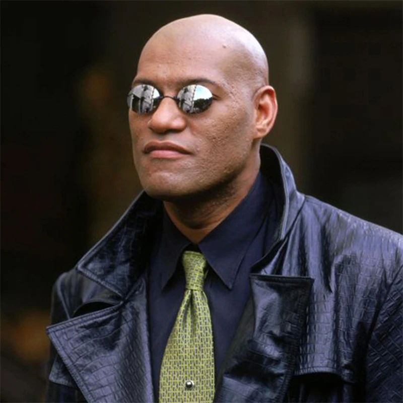 

Classic The Matrix Morpheus Style Cosplay Props Round Frameless Resin Lens Vintage Sunglasses Mens Cosplay Accessories