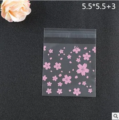 5.5X5.5CM 100 шт. Прозрачный Цветок Cookie Свадебная сумка для конфет аксессуары для вечеринки подарок сумка Подарочная сумка выпечки самостоятельно самоклеящийся пакет сумка S-XXL - Цвет: 5.5X5.5CM
