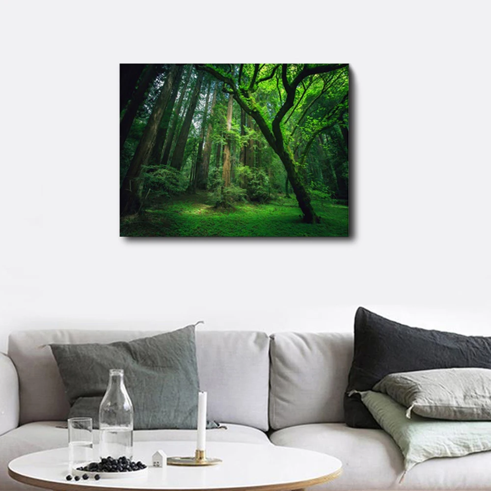 Фото Laeacco Холст Картина с каллиграфией зеленые плакаты изображением леса и принтами