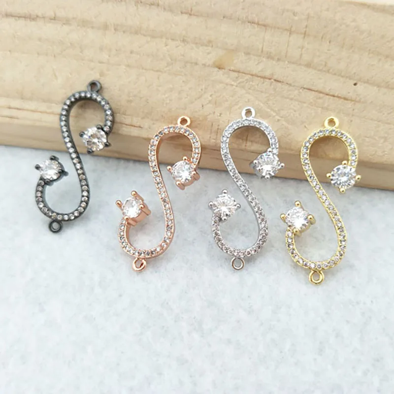 10pcs CZ zircon Micro Pave Connector,Double Bails Beads Charm,for DIY Bracelets Jewelry Finding CT324