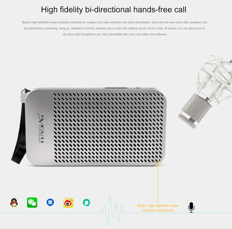 FERISING внешний аккумулятор с Bluetooth динамиком 5000 мАч Внешний аккумулятор портативный 19Wh USB звук банк питания Поддержка TF карты