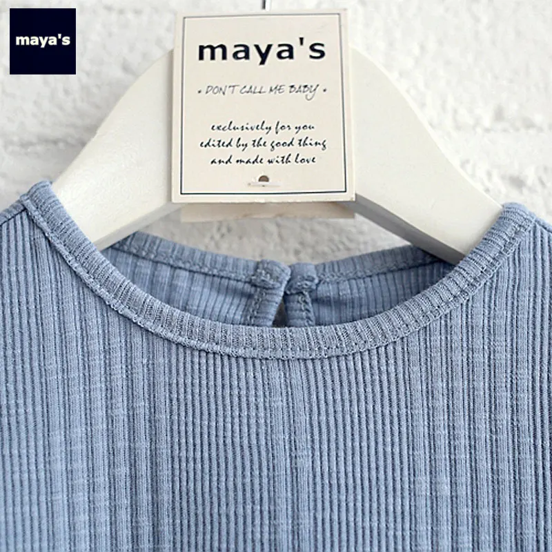 Mayas/джинсовое трикотажное мини-платье в стиле пэчворк для девочек детские синие