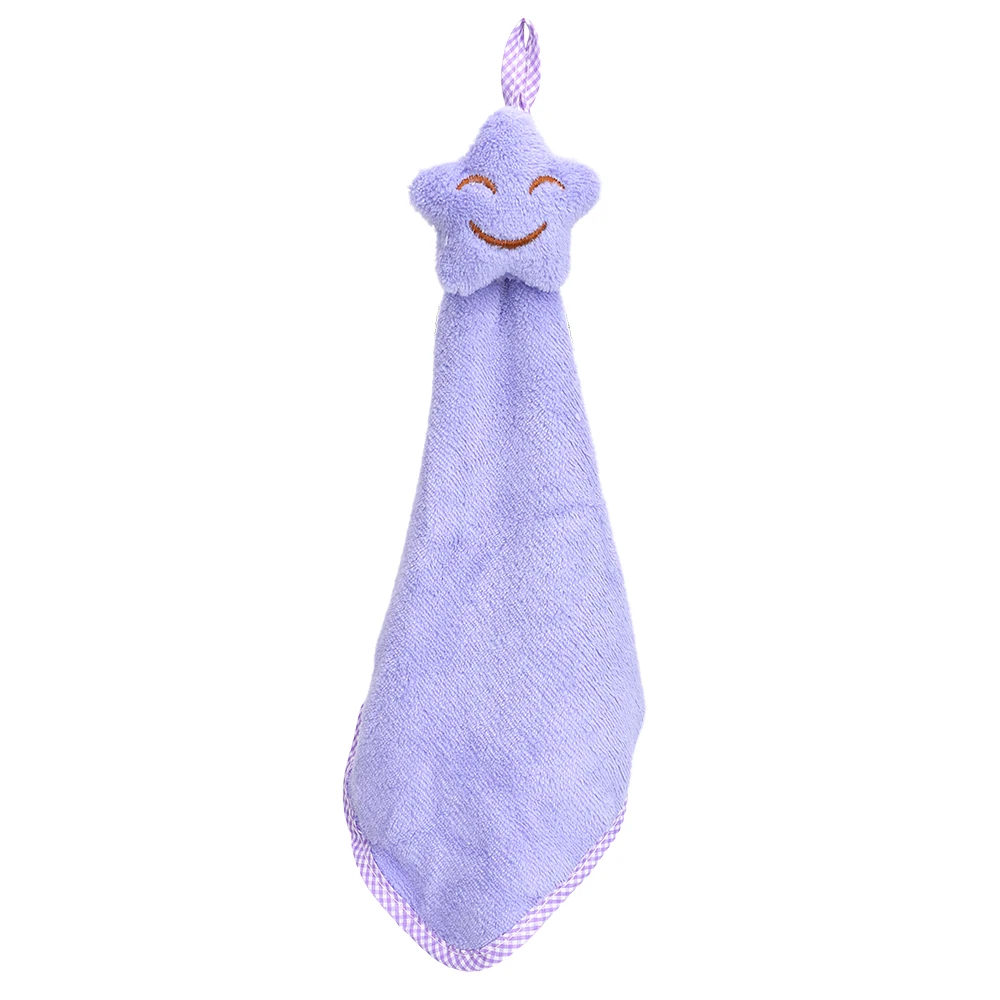 Фиолетовый HOOMIN подвесные полотенца для рук Dishcloths коралловые бархатные милые звезды кухонное полотенце без ворса улыбающееся лицо водопоглощение - Цвет: Фиолетовый