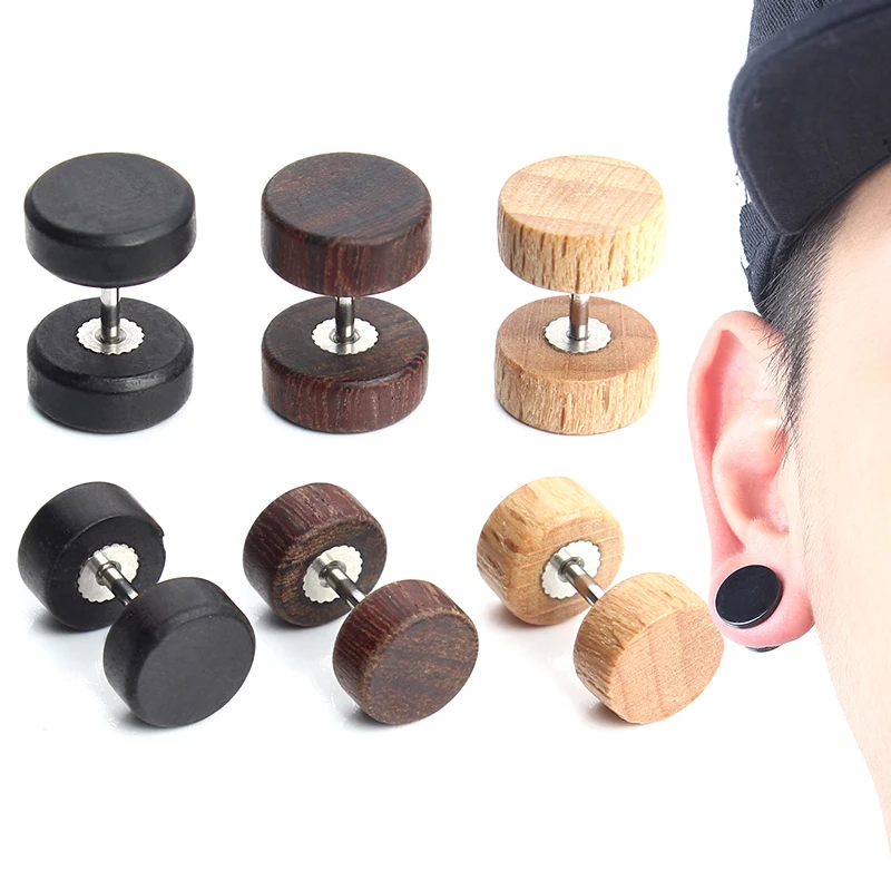 Распродажа 1 пара штанги из натурального дерева в стиле панк классические серьги