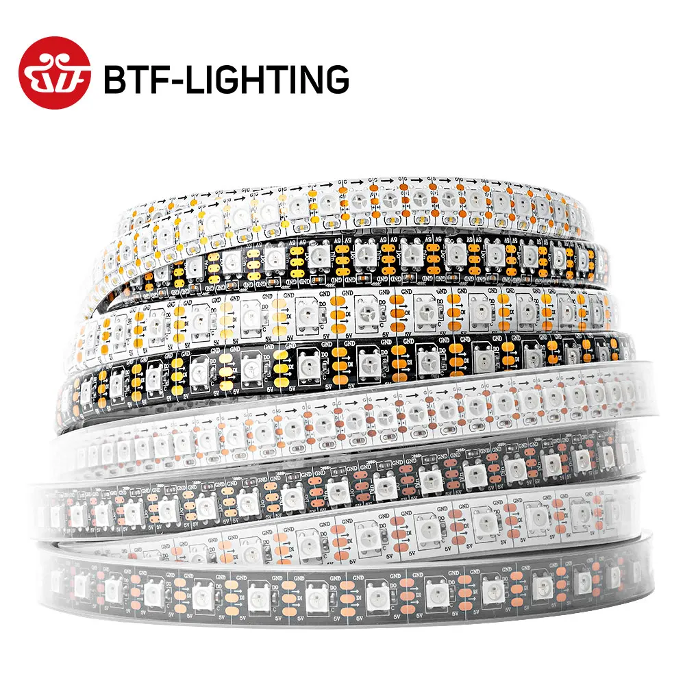 Светодиодная лента WS2812B RGB 1 м/4 м/5 м 30/60/74/96/100/144 светодиодов/м индивидуально