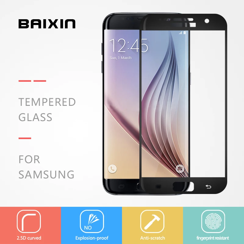 baixin Premium Full Cover Anti-Scratch Tempered Glass Screen Protector for Samsung Galaxy S7 SM-G930A G9300 G930 protective film | Мобильные