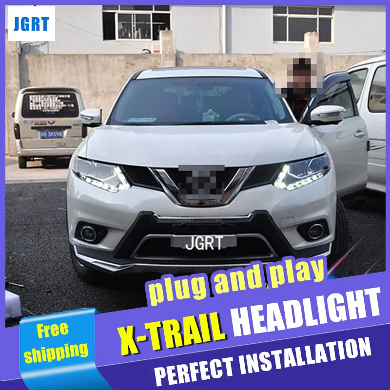 Автомобильный Стайлинг фар в сборе- для Nissan X-Trail douleu Angel Eye светодиодный DRL Объектив двойной луч H7 H7 hid комплект с 2 шт