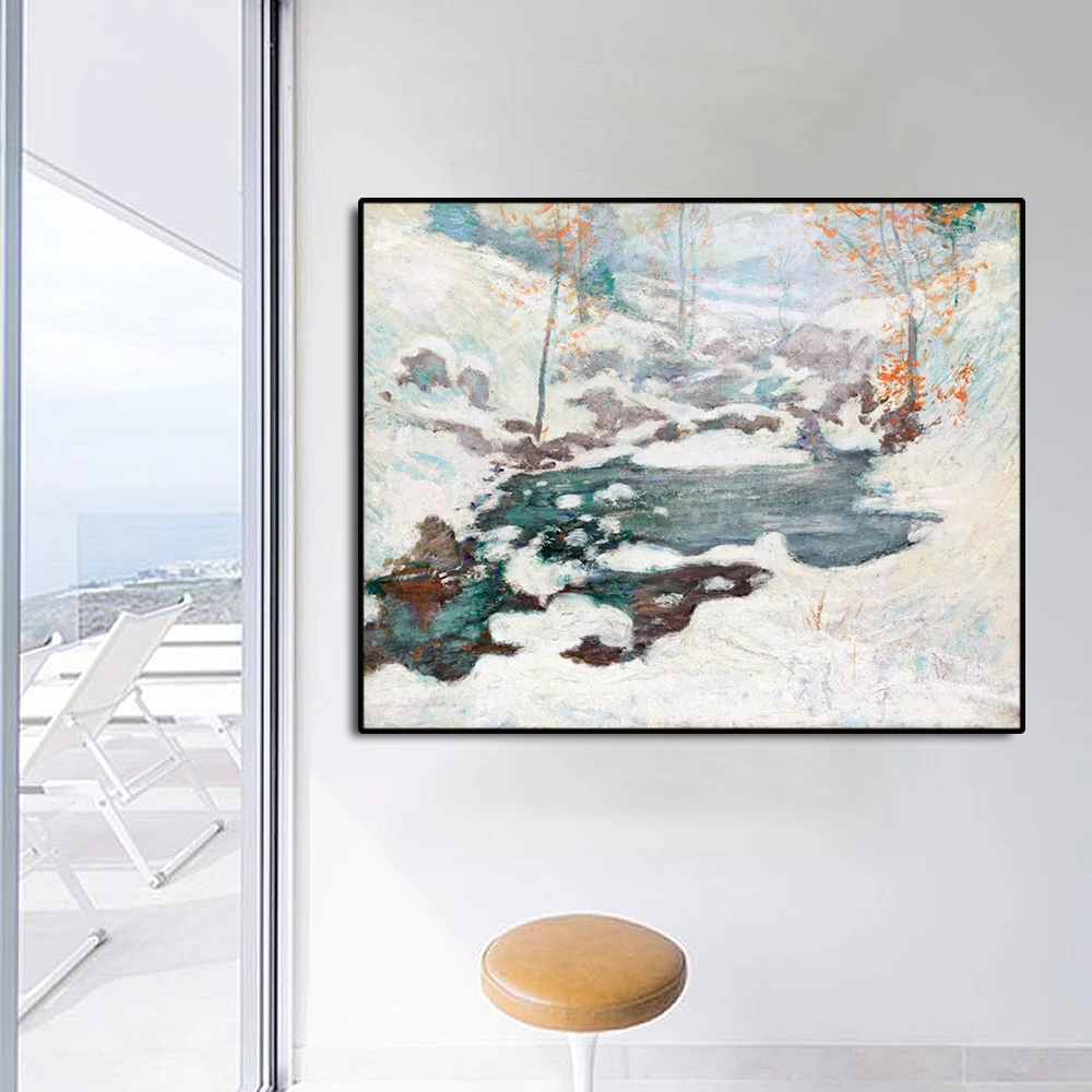 Зимний пейзаж известная картина маслом стены искусства холст с печатью постера