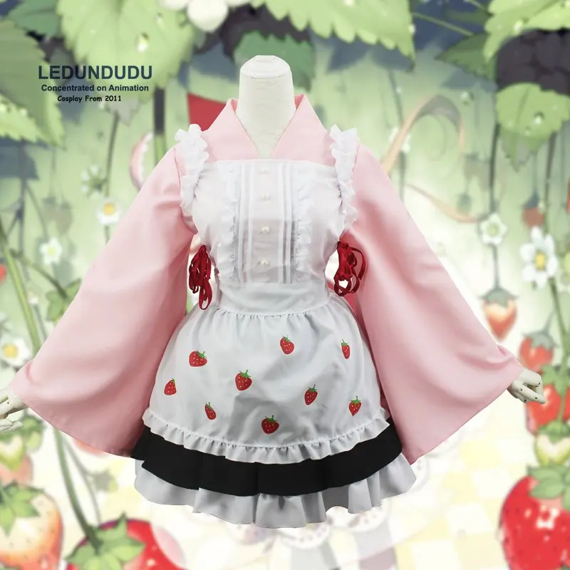 Модные аниме Cardcaptor Sakura костюмы для косплея Сакура клубника горничная униформа