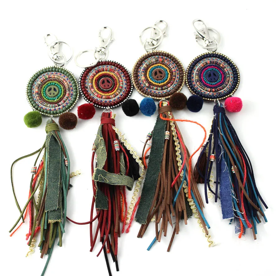 Новая мода автомобиль брелки ремешки Ключи брелок Finders кожа кисточкой большой