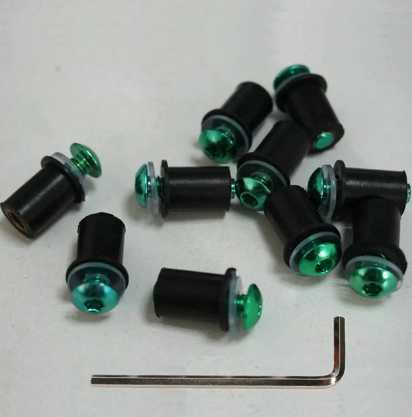 

10pcs green M5 18mm Windscreen Bolt Screws Windshield screw bolts Kit common fits for Ducati for Yamaha for Kawasaki for Honda