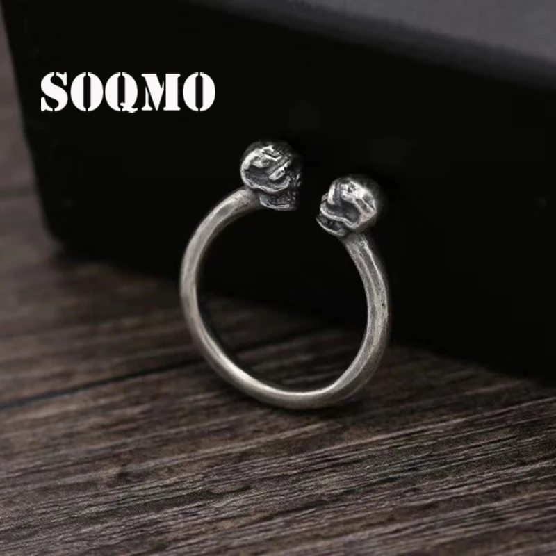 Мужские и женские винтажные кольца SOQMO вечерние открытые с черепами серебряное