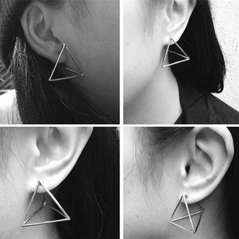 Европейские и американские минималистичные геометрические 3D треугольные серьги
