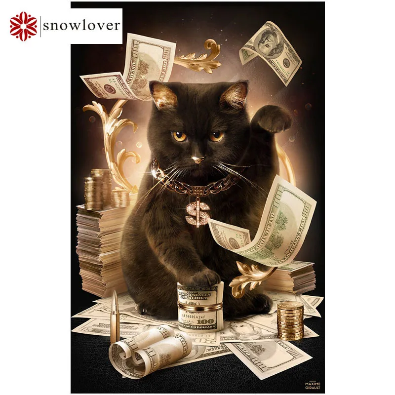 Snowlover 5D Full DIY Diamond Embroidery square Painting Cross Stitch 3D Mosaic Needlework christmas money cat | Дом и сад