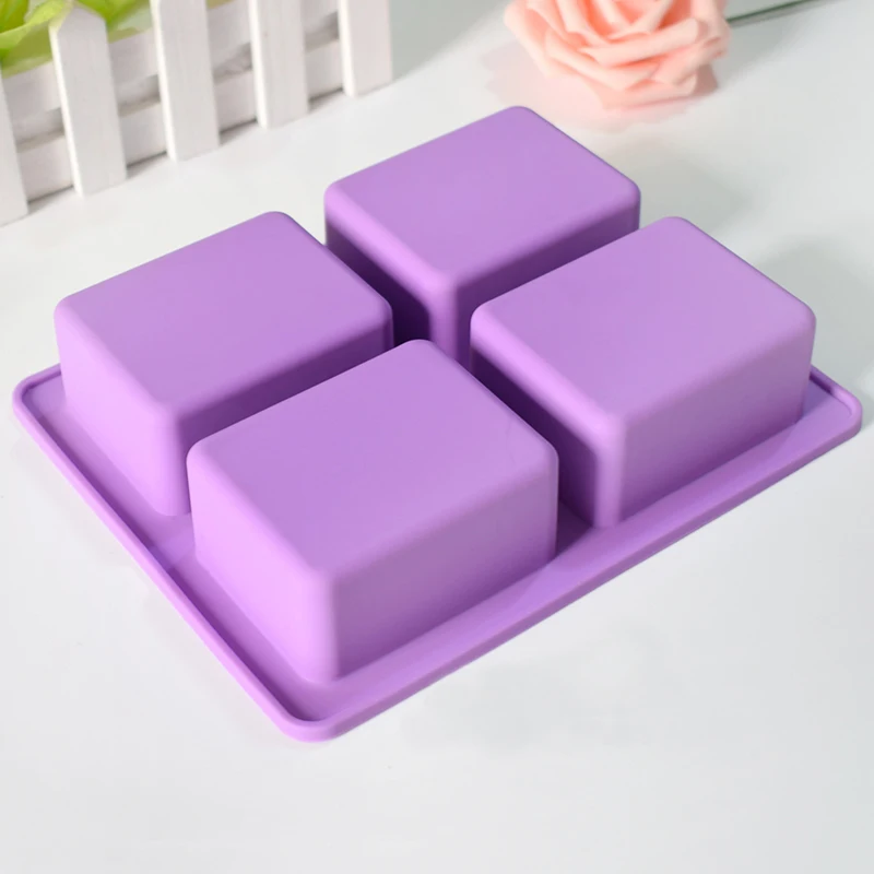 4 отверстия свечи квадратная форма Счастливое дерево пищевое Силиконовое мыло