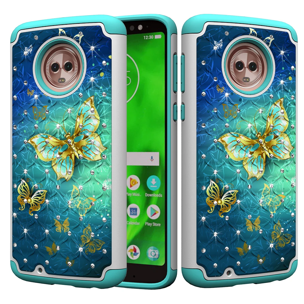 Чехол для телефона Motorola Moto E4 E5 Play Cruise G6 Z3 2 в 1 Блестящий Кристальный Ударопрочный