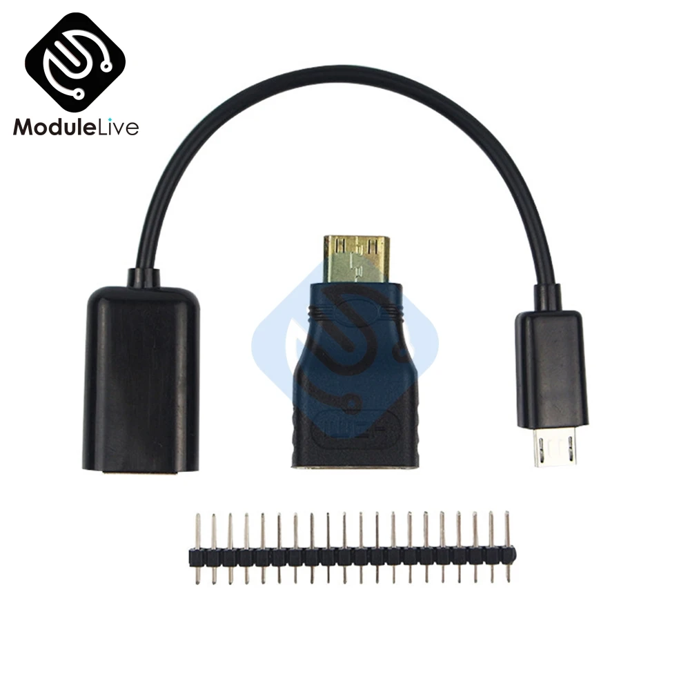 Адаптер Mini HDMI 3 в 1 + головка GPIO Micro USB для Raspberry Pi Zero Kit|mini hdmi|mini hdmi to hdmimini |