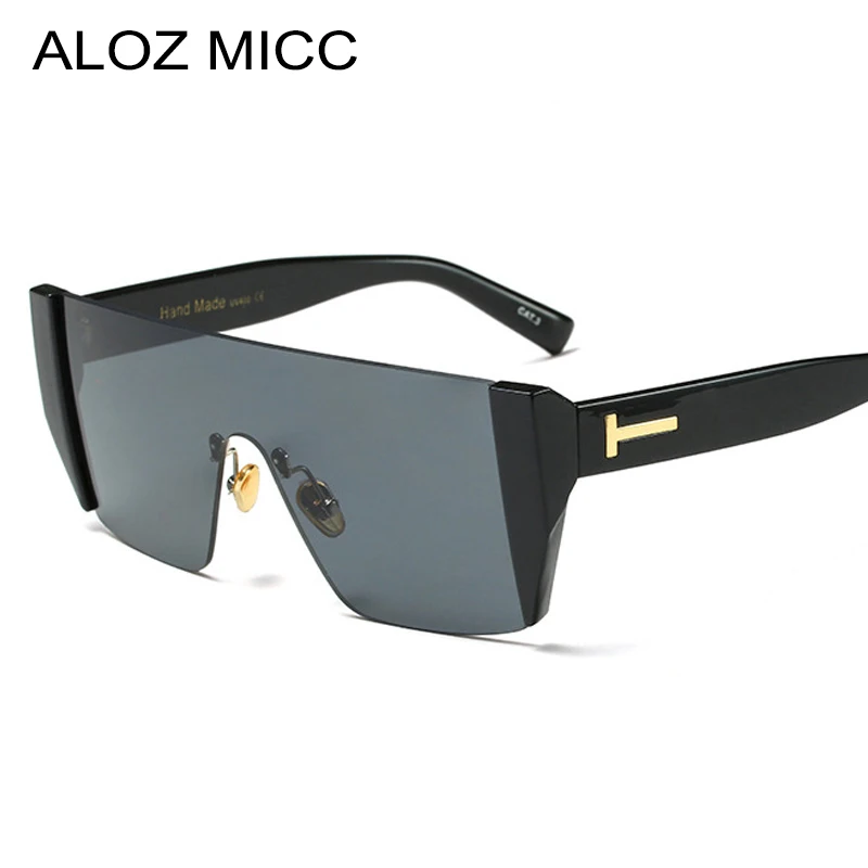 

ALOZ MICC 2019 Rimless Sunglasses Women Brand Designer Oversized Square Sun Glasses for Men Vintage Shades Goggles Q78