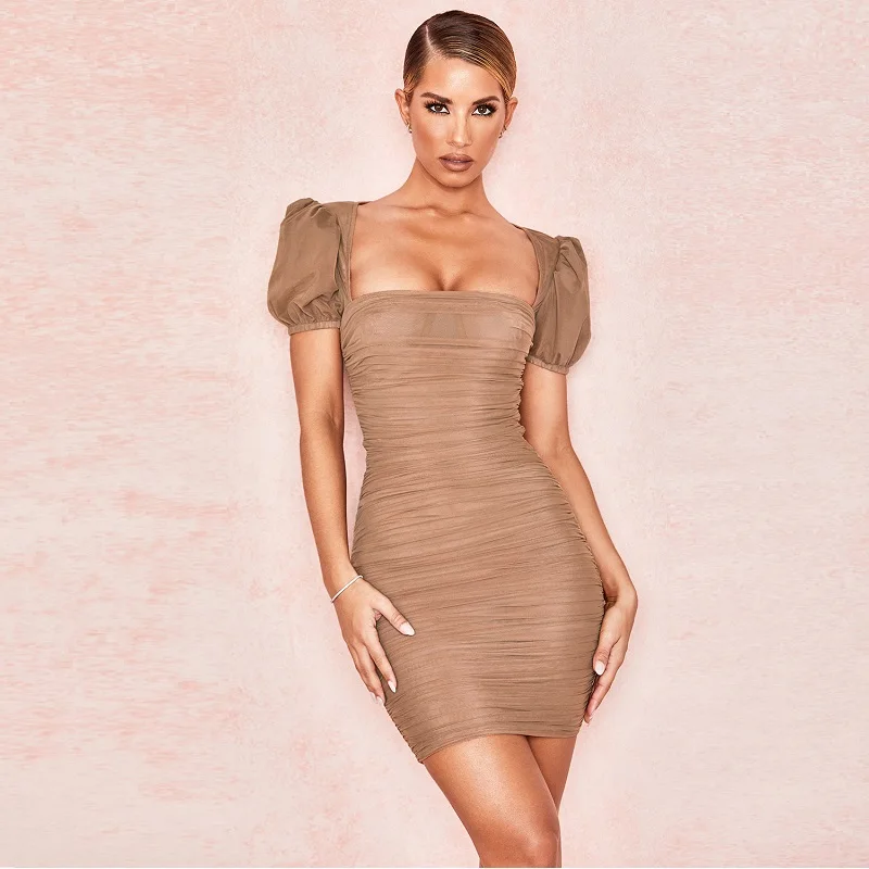 2019 элегантные сеточные с коротким рукавом Мини платья пикантный облегающий