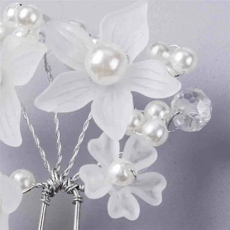 Bridal Bridesmaid Crystal Pearl Barrette Plain White Flower Floral Hairpin Elegant Headwear Popular Wedding Hair Accessories New |