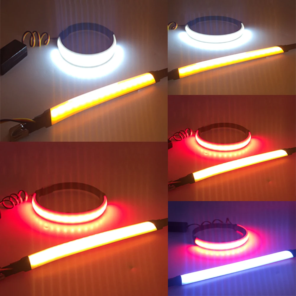 2 шт двухцветные кольца-полоски передние фары мотоцикла УФ гибкий индикатор