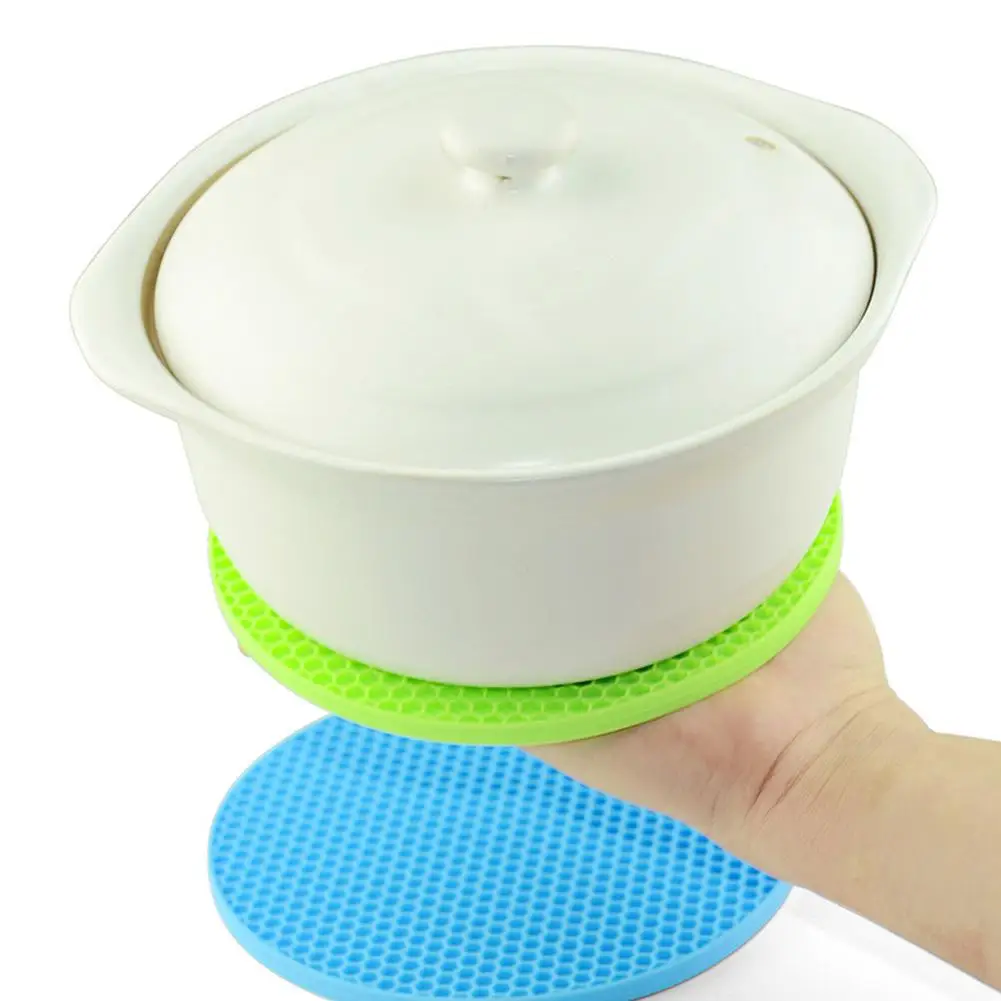 Универсальный круглый соты силиконовые тепло Подставка под горячее Placemat толстые Нескользящие анти-ожоги Митт клип чаша Pad Coaster