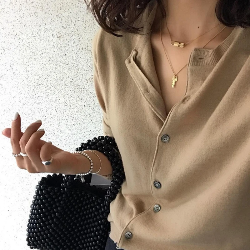 LouLeur 925 sterling silver lock key pendant necklace gold creative elegant exquisite for women birthday jewelry gift | Украшения и
