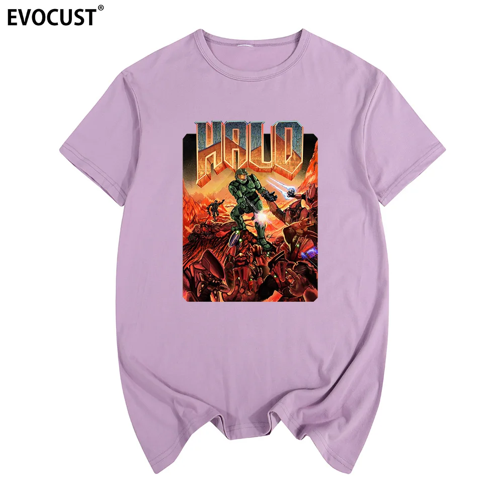 light purple Halo Master Chief аниме Войны Игра Футболка хлопок мужская футболка новая футболка Wo мужчины s пара любит дизайн лето - Цвет: light purple