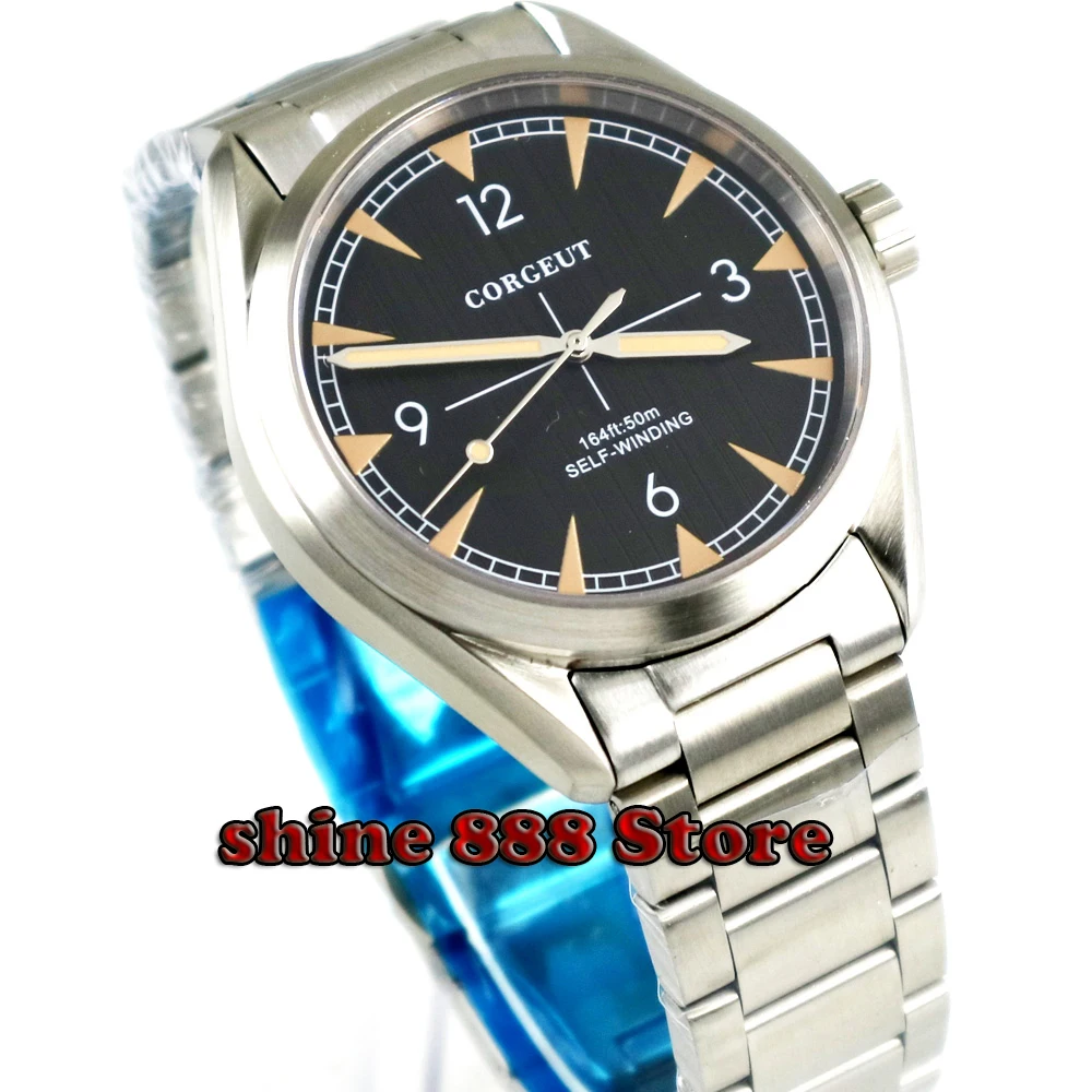 Автоматические Мужские часы из нержавеющей стали с черным циферблатом 41