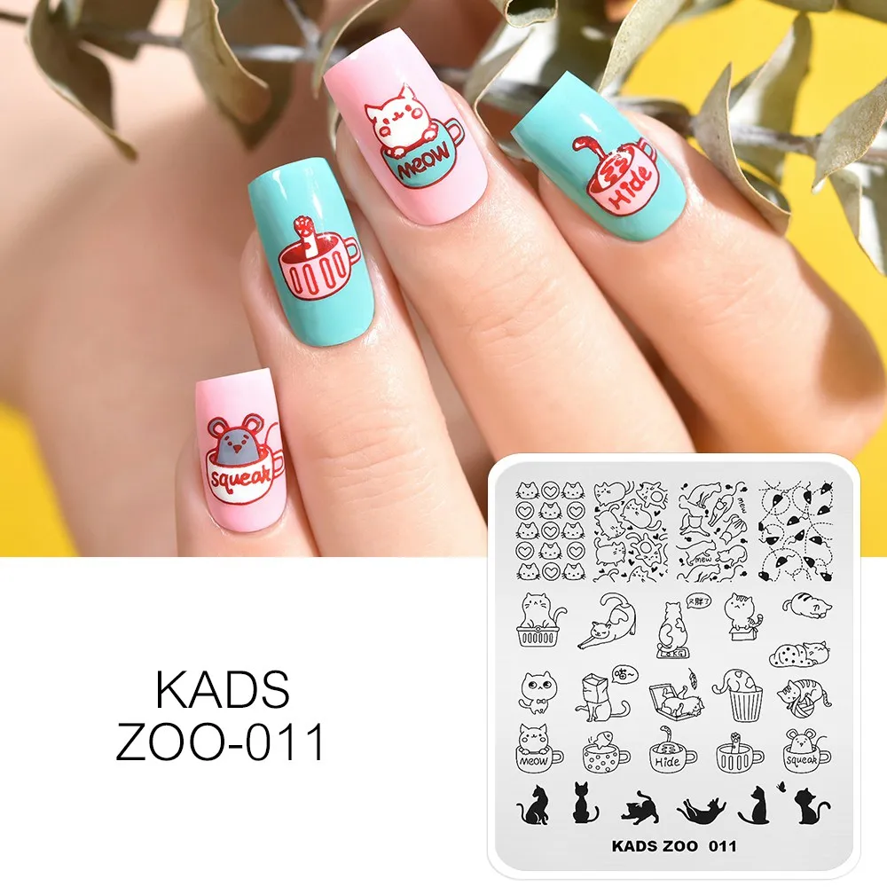 ZOO 011 KADS шаблон для ногтей Летняя серия изображения для ногтей штамповка пластины трафареты для ногтей маникюр пластины для ногтей дизайн для печати - Цвет: ZOO 011