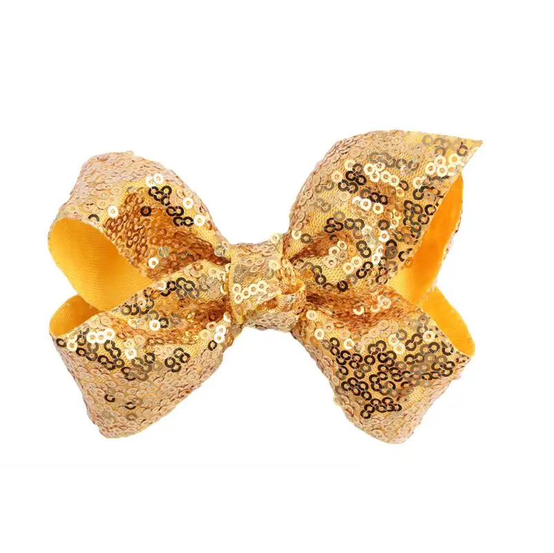 1 PC Big Gold Silver Black Hair Clip Colorful Sequin Bow With Pin Barrettes For Girls |